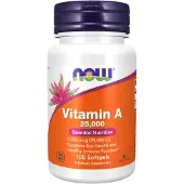 Now Tillgger nu vitamin A (fiskleverolja) 25 000 iu Essential Nutrition 100 Softgels