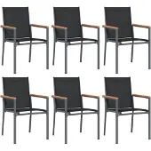 vidaXL Trädgårdsstolar 6 st svart 55x61,5x90 cm textilen och stål