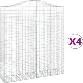 vidaXL Gabioner bågformade 4 st 200x50x220/240 cm galvaniserat järn