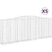 vidaXL Gabioner bågformade 5 st 400x30x140/160 cm galvaniserat järn