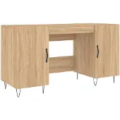 vidaXL Skrivbord sonoma-ek 140x50x75 cm konstruerat trä