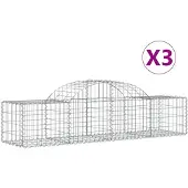 vidaXL Gabioner bågformade 3 st 200x50x40/60 cm galvaniserat järn