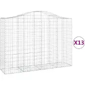 vidaXL Gabioner bågformade 13 st 200x50x140/160 cm galvaniserat järn