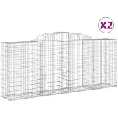 vidaXL Gabioner bågformade 2 st 300x50x120/140 cm galvaniserat järn