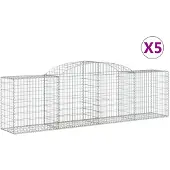 vidaXL Gabioner bågformade 5 st 300x50x80/100 cm galvaniserat järn