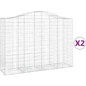 vidaXL Gabioner bågformade 2 st 200x50x140/160 cm galvaniserat järn