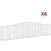 vidaXL Gabioner bågformade 8 st 400x30x80/100 cm galvaniserat järn