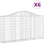 vidaXL Gabioner bågformade 6 st 200x30x100/120 cm galvaniserat järn