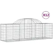 vidaXL Gabioner bågformade 12 st 200x50x60/80 cm galvaniserat järn
