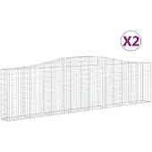 vidaXL Gabioner bågformade 2 st 400x30x100/120 cm galvaniserat järn