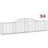 vidaXL Gabioner bågformade 4 st 300x30x60/80 cm galvaniserat järn