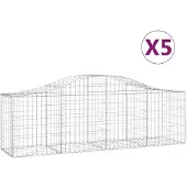 vidaXL Gabioner bågformade 5 st 200x50x60/80 cm galvaniserat järn