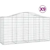 vidaXL Gabioner bågformade 9 st 200x50x100/120 cm galvaniserat järn