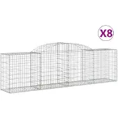 vidaXL Gabioner bågformade 8 st 300x50x80/100 cm galvaniserat järn
