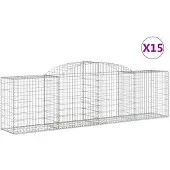 vidaXL Gabioner bågformade 15 st 300x50x80/100 cm galvaniserat järn