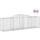 vidaXL Gabioner bågformade 11 st 300x50x80/100 cm galvaniserat järn