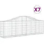 vidaXL Gabioner bågformade 7 st 200x30x60/80 cm galvaniserat järn