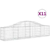 vidaXL Gabion bågformad 11 st 200x30x40/60 cm galvaniserat järn