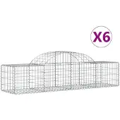 vidaXL Gabioner bågformade 6 st 200x50x40/60 cm galvaniserat järn