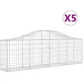 vidaXL Gabioner bågformade 5 st 200x30x60/80 cm galvaniserat järn