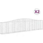 vidaXL Gabioner bågformade 2 st 400x30x80/100 cm galvaniserat järn