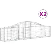 vidaXL Gabion bågformad 2 st 200x30x40/60 cm galvaniserat järn