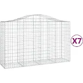 vidaXL Gabioner bågformade 7 st 200x50x120/140 cm galvaniserat järn