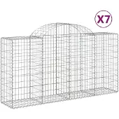 vidaXL Gabioner bågformade 7 st 200x50x100/120 cm galvaniserat järn