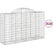 vidaXL Gabioner bågformade 10 st 200x50x120/140 cm galvaniserat järn