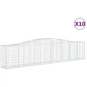 vidaXL Gabioner bågformade 10 st 400x50x80/100 cm galvaniserat järn