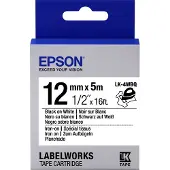 Epson LK-4WBQ Iron-On | svart text - vit tejp | 12mm (original)