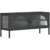 vidaXL Tv-bänk svart 105x35x50 cm glas och stål