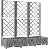 vidaXL Planteringskärl med spaljé Ljusgrå 120x40x121,5 cm PP 153273