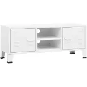 vidaXL Industriell tv-bänk vit 105x35x42 cm metall