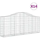 vidaXL Gabioner bågformade 14 st 200x30x80/100 cm galvaniserat järn