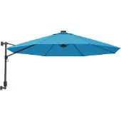 vidaXL Väggmonterat parasoll med LED-lampor havsblå 290 cm
