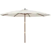 vidaXL Parasoll med trästång 400x273 cm sandfärgad