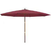 vidaXL Parasoll med trästång 400x273 cm vinröd