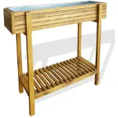 vidaXL Upphöjd plantering - - Massivt akaciaträ - Rostbeständig zink - Rektangulär - Brun