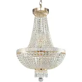Maytoni Kristall ljuskrona Bella, dimbar, Mässing / guld, Vardagsrum / matsal, Kristall, Kristall takkrona