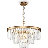 Maytoni Kristall pendellampa Revero, dimbar, Mässing / guld, Vardagsrum / matsal, Metall, Pendellampa