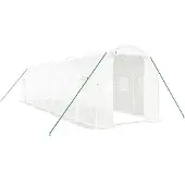 vidaXL Växthus med stålram vit 16 m² 8x2x2 m