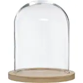Atmosphera Glaskupol, Ø 24 cm, på en sockel av trä