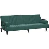 vidaXL bäddsoffa med armstöd Mörkgrön sammet 351896