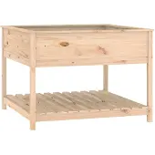 vidaXL Odlingslåda med hylla 111,5x111,5x81 cm massiv furu