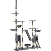 vidaXL Katt Klösträd med klöspelare i sisal 230-250 cm tassavtryck grå