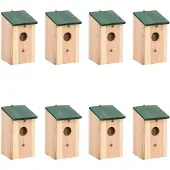 Super Merchant Vidaxl Fågelhus, 8 st, Trä, 12 x 12 x 22 cm