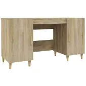 vidaXL Skrivbord sonoma-ek 140x50x75 cm konstruerat trä
