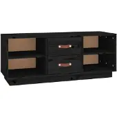 vidaXL Tv-bänk svart 100 x 34 x 40 cm massiv furu