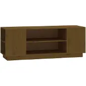 vidaXL TV-bänk, Honungsbrun, 110X35X40,5Cm, Massivt Furuved